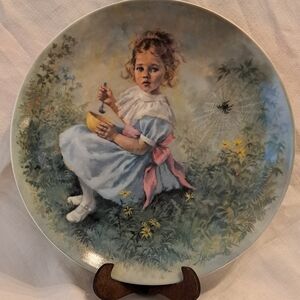 Vintage Collectors Plate, "Little Miss Muffet 1981"- Pastel Blue & Pink